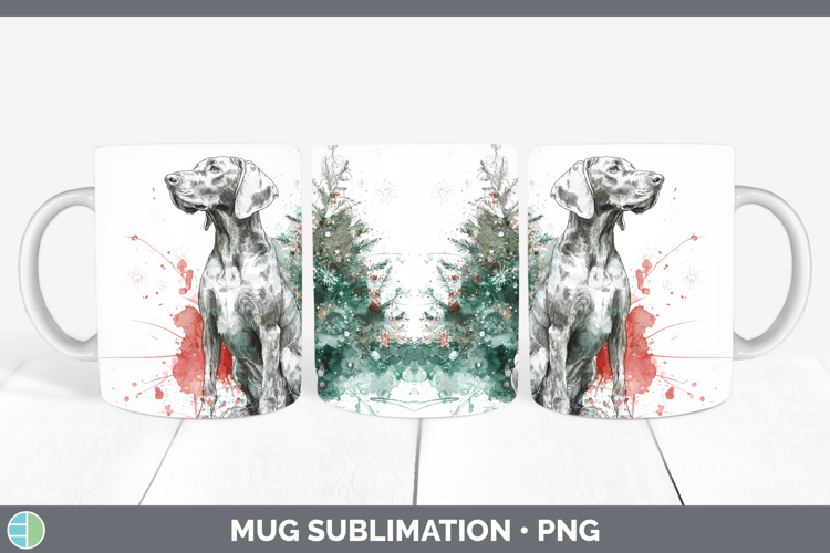 Weimaraner Mug Wrap Dogs 01 Splash Christmas Sublimation Cof