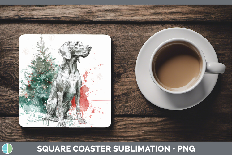 Weimaraner Square Coaster Dogs 01 Splash Christmas Sublimati