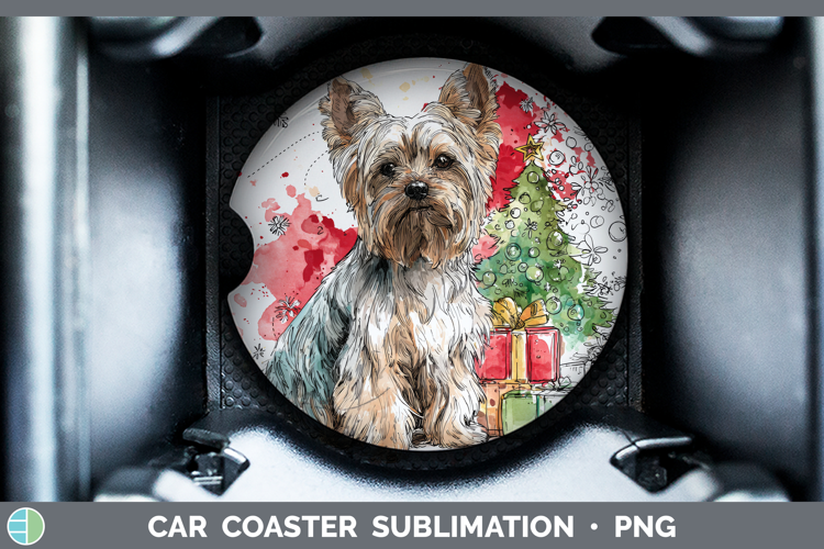 Yorkshire Terrier Car Coaster Dogs 01 Splash Christmas Subli