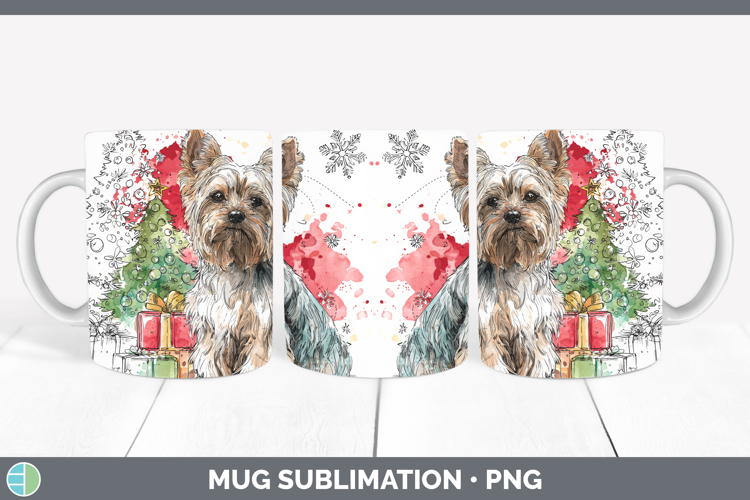 Yorkshire Terrier Mug Wrap Dogs 01 Splash Christmas Sublimat