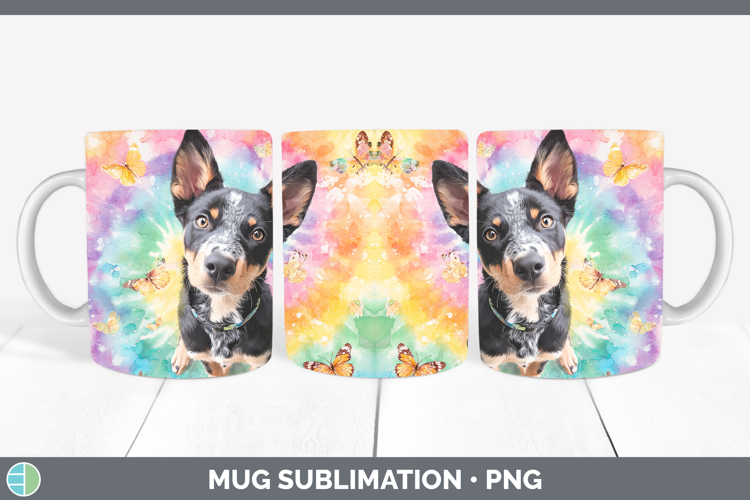 Australian Kelpie Dogs 01 Tie Dye Mug Wrap Sublimation Desig