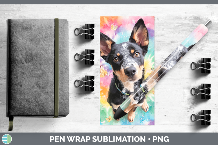 Australian Kelpie Dogs 01 Tie Dye Pen Wrap Sublimation Desig