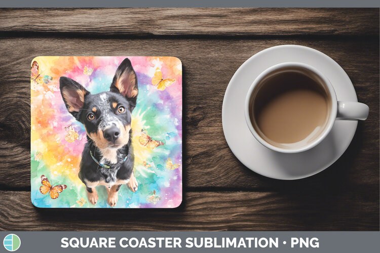 GorgeousDogs 01 Tie Dye Square Coaster design.