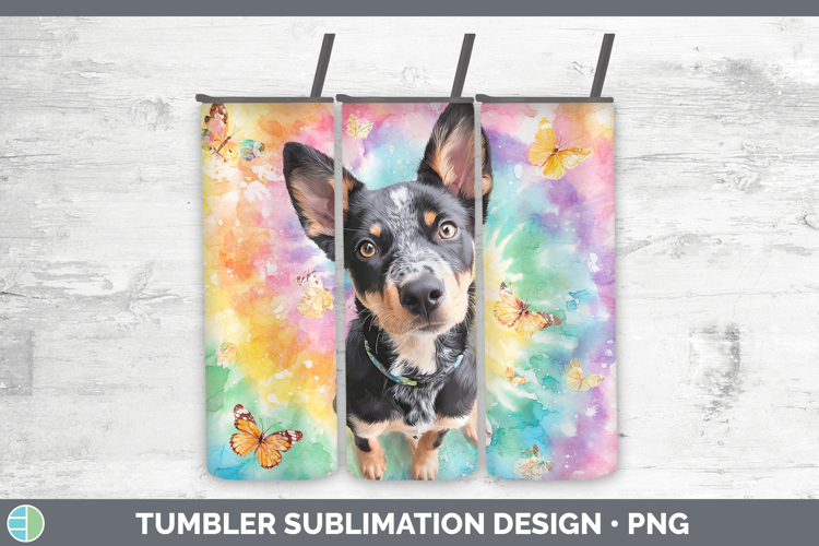 Australian Kelpie Dogs 01 Tie Dye Tumbler Sublimation Design