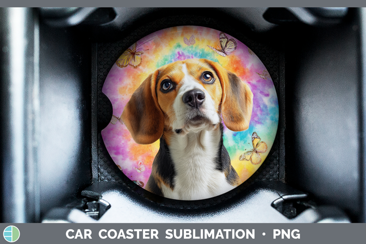 Beagle Dogs 01 Tie Dye Car Coaster Sublimation Design