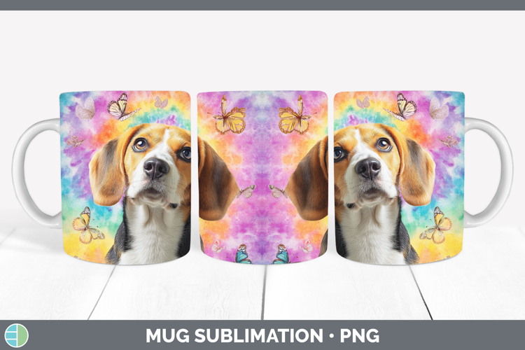 Beagle Dogs 01 Tie Dye Mug Wrap Sublimation Design
