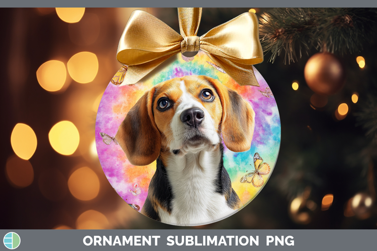 Beagle Dogs 01 Tie Dye Ornament Sublimation Design