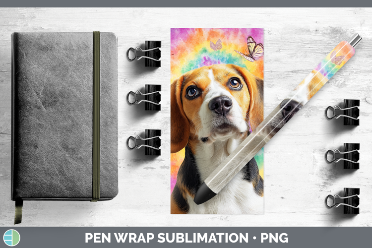 Beagle Dogs 01 Tie Dye Pen Wrap Sublimation Design