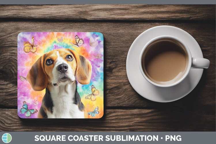 GorgeousDogs 01 Tie Dye Square Coaster design.