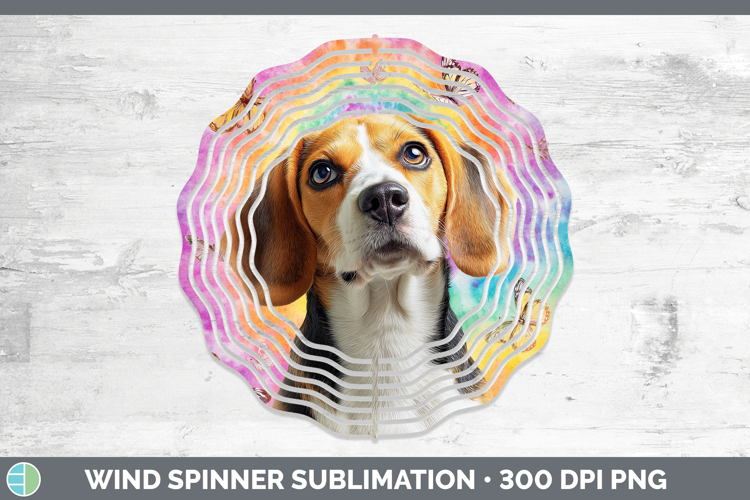 Beagle Dogs 01 Tie Dye Wind Spinner Sublimation Design