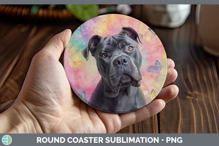 GorgeousDogs 01 Tie Dye Round Coaster design.