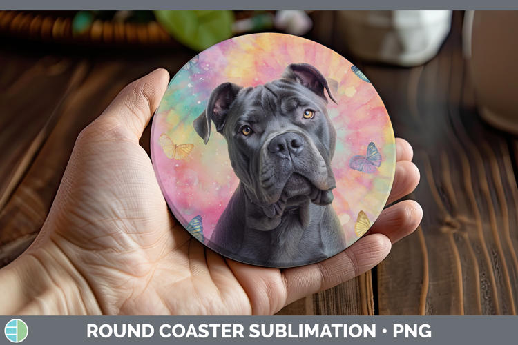 Cane Corso Dogs 01 Tie Dye Round Coaster Sublimation Design