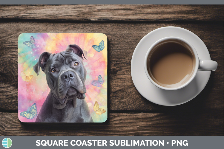 Cane Corso Dogs 01 Tie Dye Square Coaster Sublimation Design