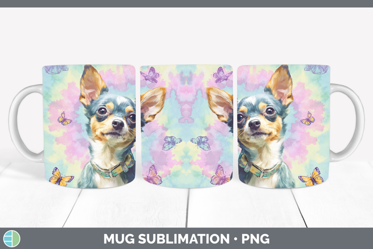 Chihuahua Dogs 01 Tie Dye Mug Wrap Sublimation Design