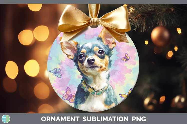 Chihuahua Dogs 01 Tie Dye Ornament Sublimation Design