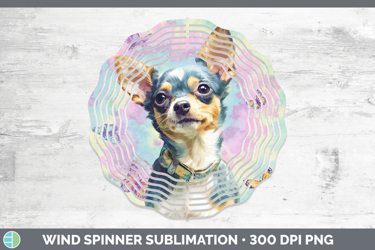 Chihuahua Dogs 01 Tie Dye Wind Spinner Sublimation Design