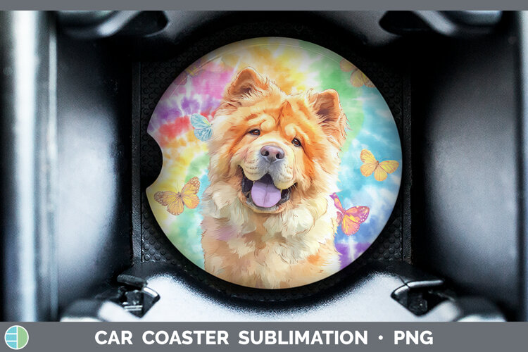 GorgeousDogs 01 Tie Dye Car Coaster design.