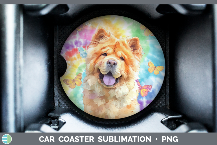 Chow Chow Dogs 01 Tie Dye Car Coaster Sublimation Design