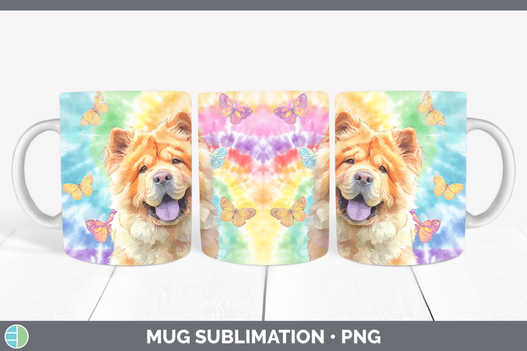 Chow Chow Dogs 01 Tie Dye Mug Wrap Sublimation Design