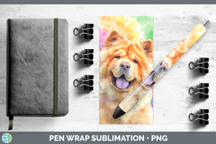 Chow Chow Dogs 01 Tie Dye Pen Wrap Sublimation Design