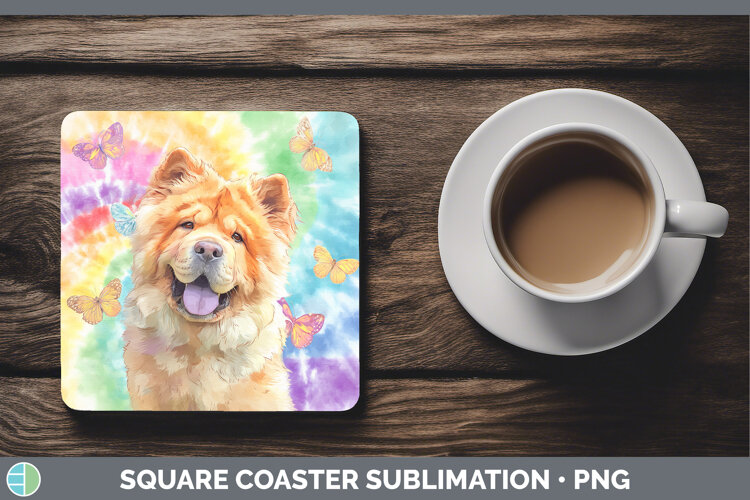 GorgeousDogs 01 Tie Dye Square Coaster design.