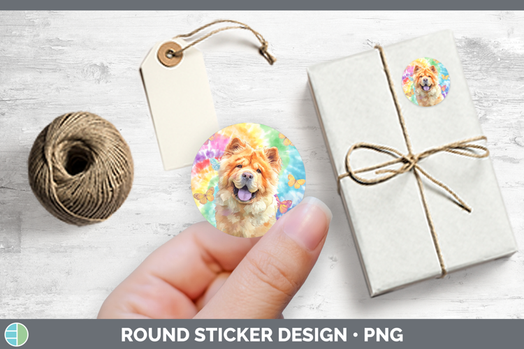 Chow Chow Dogs 01 Tie Dye Stickers Design