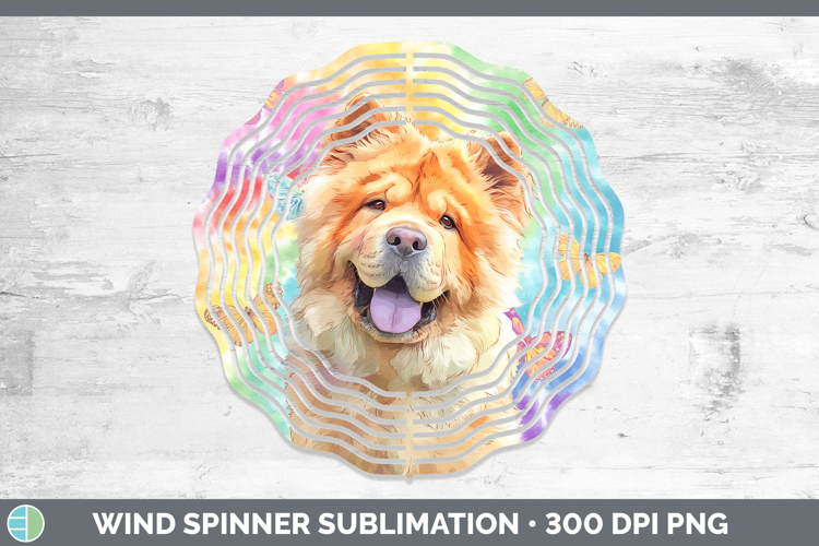 Chow Chow Dogs 01 Tie Dye Wind Spinner Sublimation Design