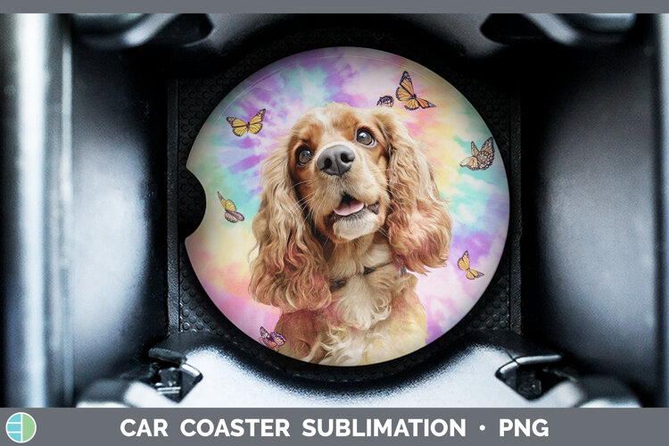 GorgeousDogs 01 Tie Dye Car Coaster design.