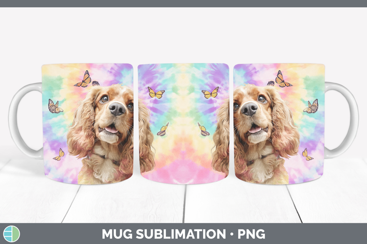 Cocker Spaniel Dogs 01 Tie Dye Mug Wrap Sublimation Design