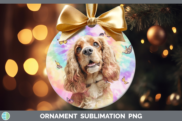 Cocker Spaniel Dogs 01 Tie Dye Ornament Sublimation Design