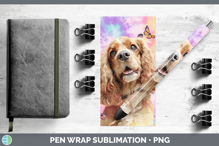 Cocker Spaniel Dogs 01 Tie Dye Pen Wrap Sublimation Design