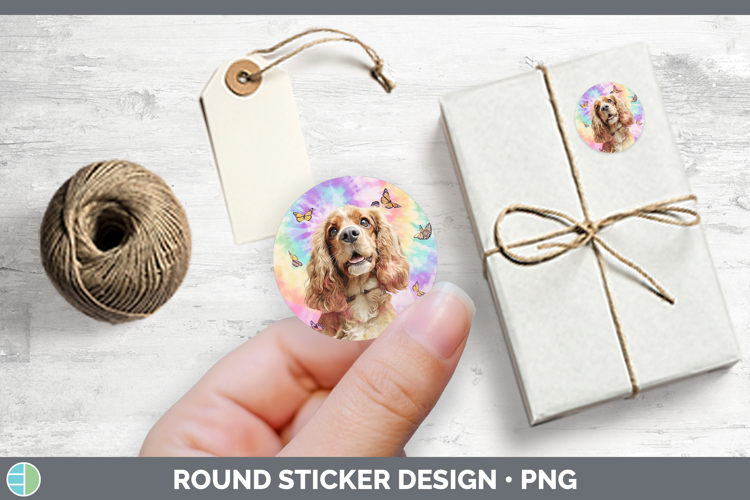 Cocker Spaniel Dogs 01 Tie Dye Stickers Design