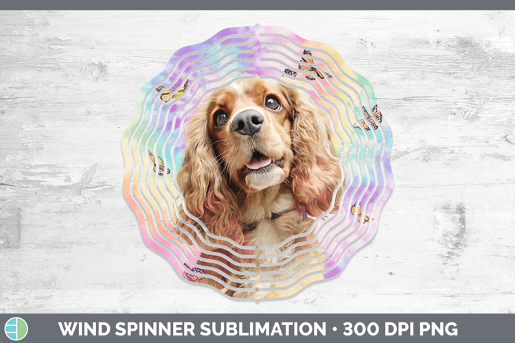 Cocker Spaniel Dogs 01 Tie Dye Wind Spinner Sublimation Desi