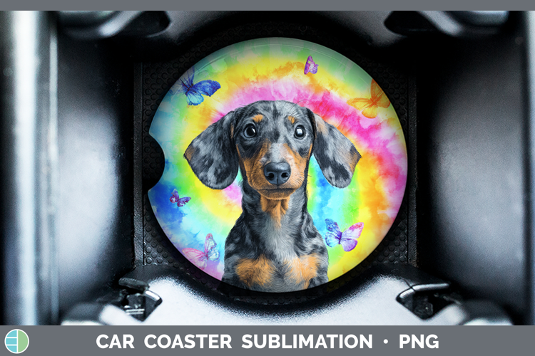 Dachshund Dogs 01 Tie Dye Car Coaster Sublimation Design