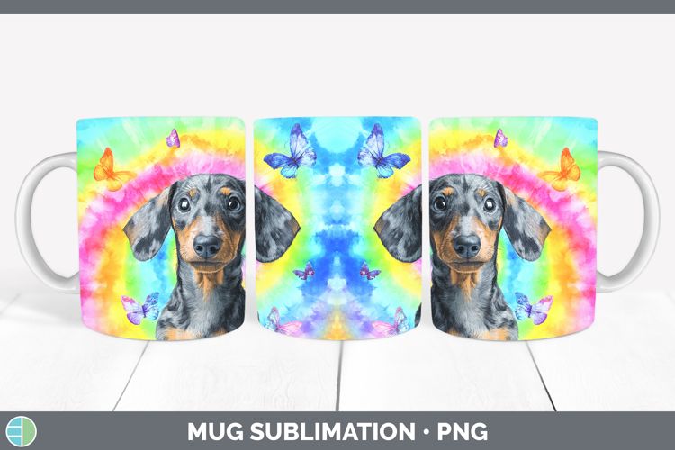 Dachshund Dogs 01 Tie Dye Mug Wrap Sublimation Design