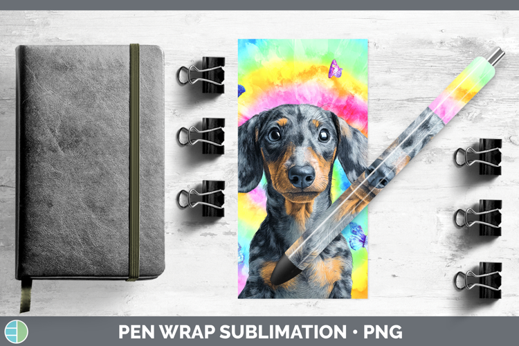 Dachshund Dogs 01 Tie Dye Pen Wrap Sublimation Design