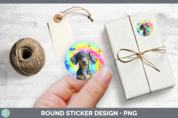 Dachshund Dogs 01 Tie Dye Stickers Design