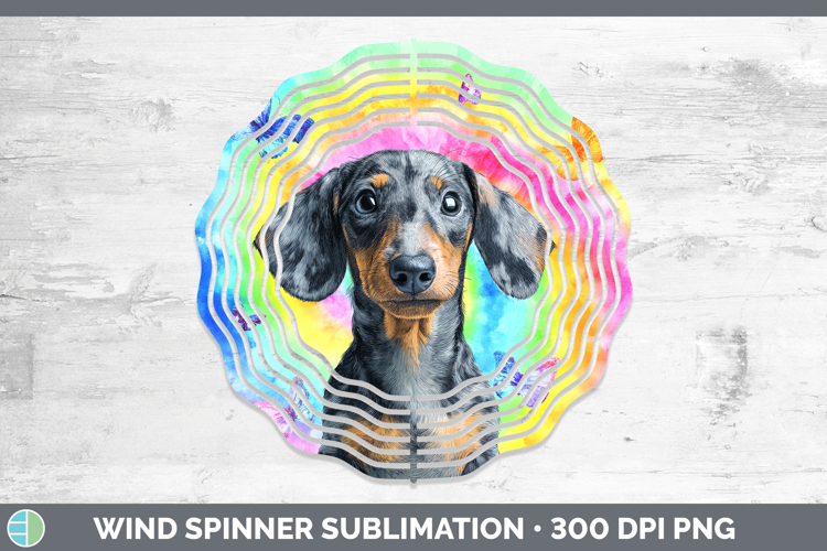 Dachshund Dogs 01 Tie Dye Wind Spinner Sublimation Design