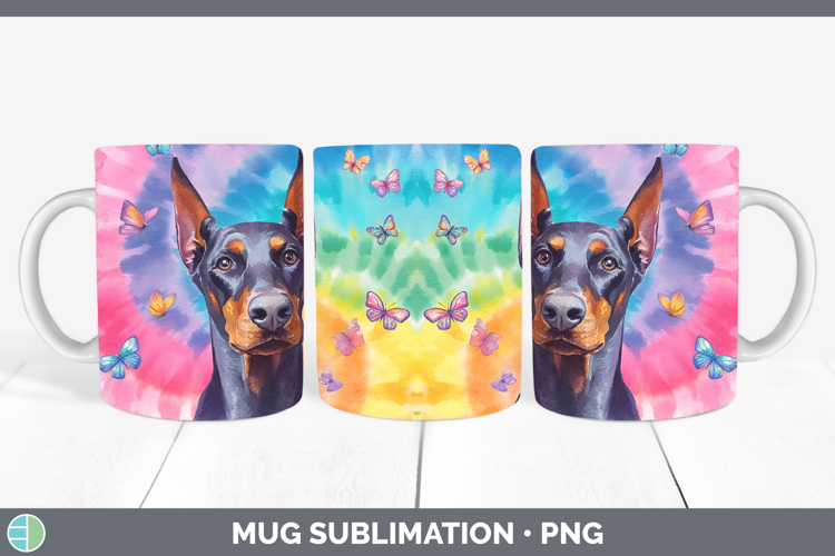 Doberman Pinscher Dogs 01 Tie Dye Mug Wrap Sublimation Desig