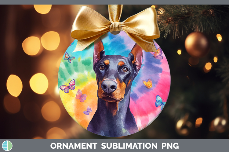 Doberman Pinscher Dogs 01 Tie Dye Ornament Sublimation Desig