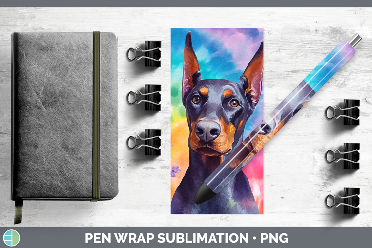 Doberman Pinscher Dogs 01 Tie Dye Pen Wrap Sublimation Desig