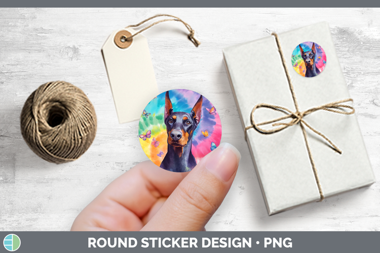 Doberman Pinscher Dogs 01 Tie Dye Stickers Design