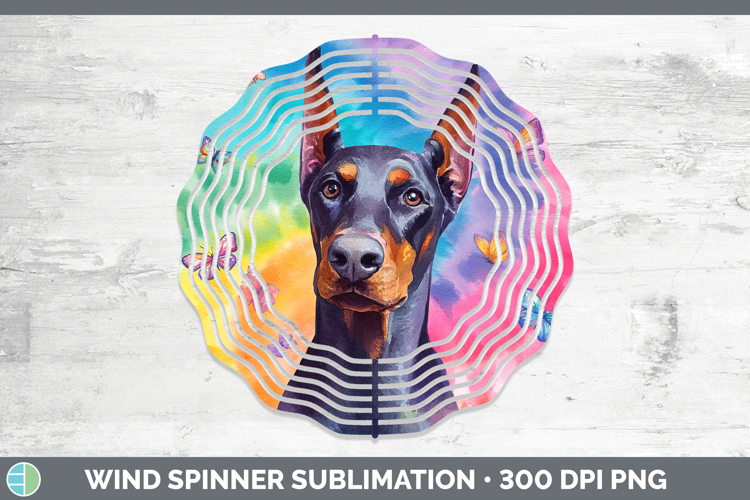 Doberman Pinscher Dogs 01 Tie Dye Wind Spinner Sublimation D