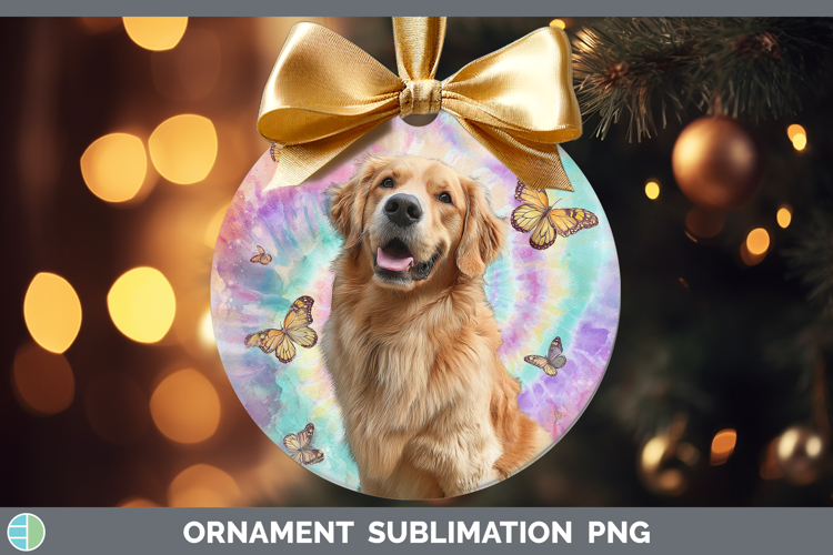 Golden Retriever Dogs 01 Tie Dye Ornament Sublimation Design