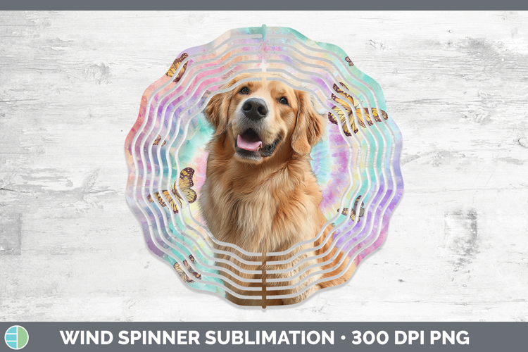 Golden Retriever Dogs 01 Tie Dye Wind Spinner Sublimation De