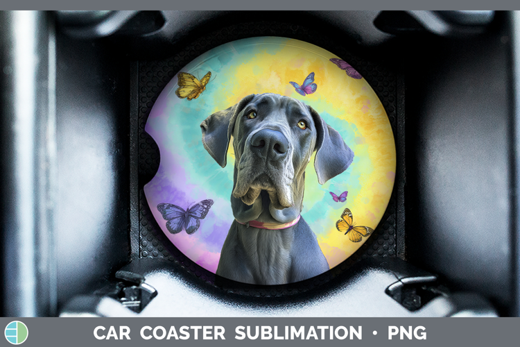 Great Dane Dogs 01 Tie Dye Car Coaster Sublimation Design