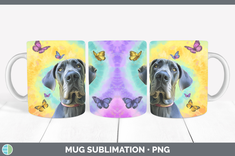 Great Dane Dogs 01 Tie Dye Mug Wrap Sublimation Design