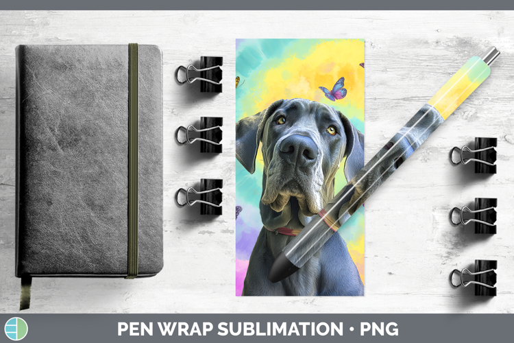 Great Dane Dogs 01 Tie Dye Pen Wrap Sublimation Design