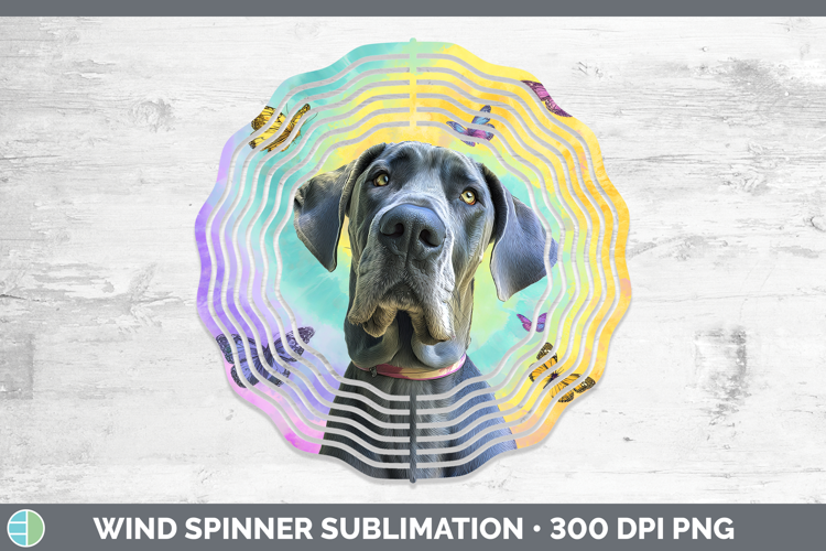 Great Dane Dogs 01 Tie Dye Wind Spinner Sublimation Design