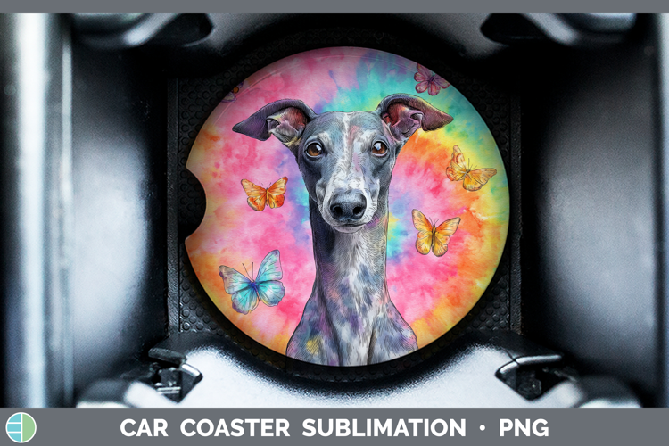 Greyhound Dogs 01 Tie Dye Car Coaster Sublimation Design